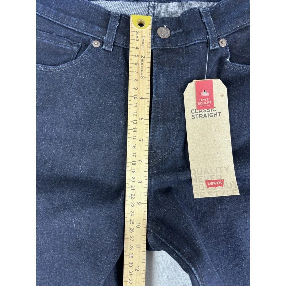 Levi's Jeans Womens Classic Straight Dark Wash Mid Rise Jeans Size 10‎